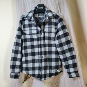 Jachs Plaid Flannel Shacket Wool Poly Blend Size M Cabincore Quilted Lining